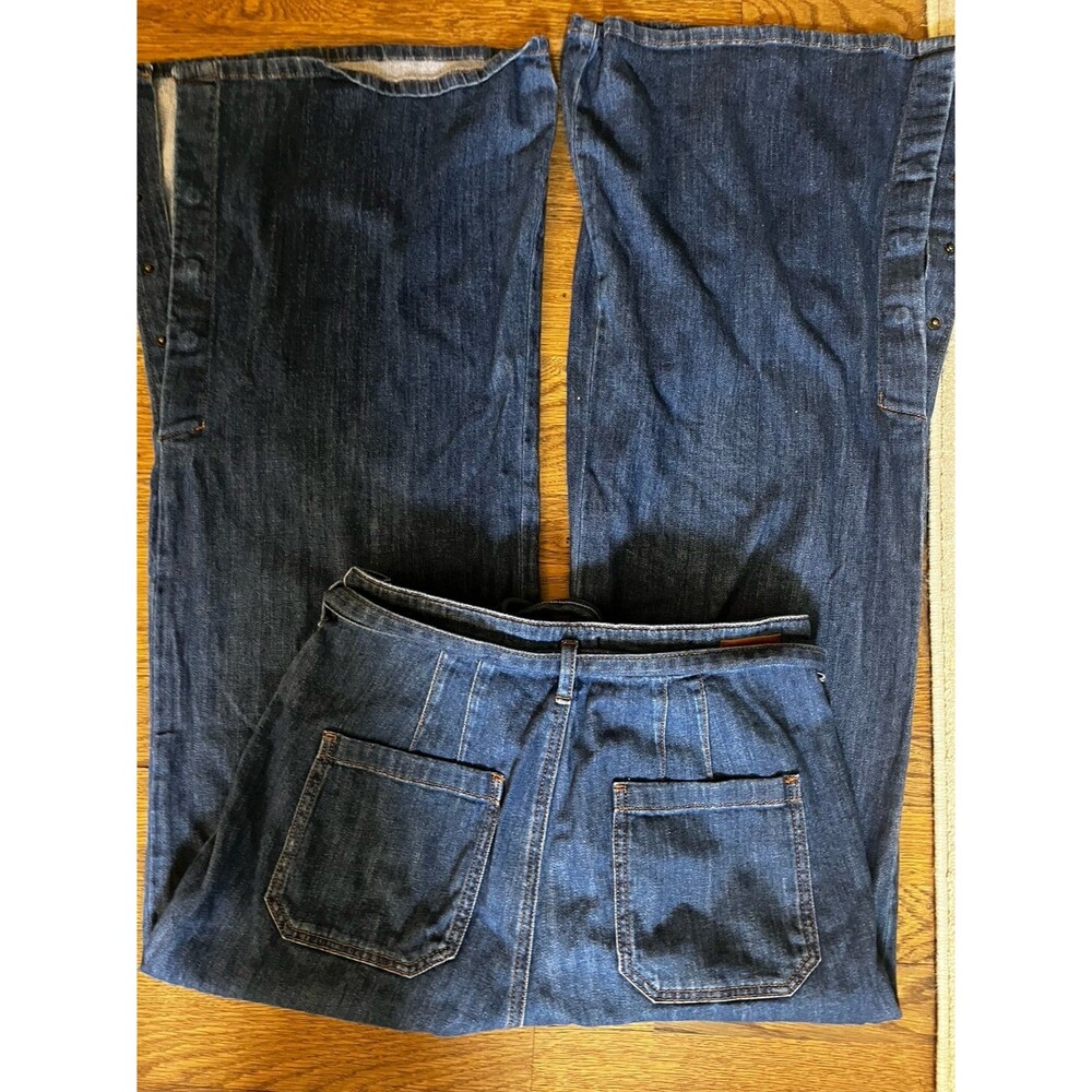 Pilcro Anthropologie High waist Rise Jeans Flare wide Leg Tie Waist Festival 30 - Picture 5 of 6